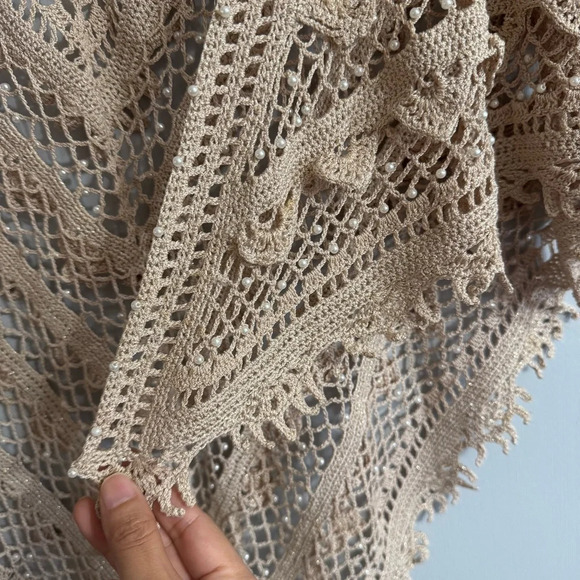 Nanette Lepore Tan Crochet Shawl - Picture 5 of 9